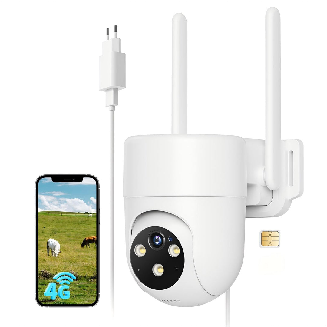 NUASI 4G LTE Überwachungskamera Aussen mit SIM Karte, 2K PTZ 360° IP Kamera Ohne WLAN Outdoor mit Fa