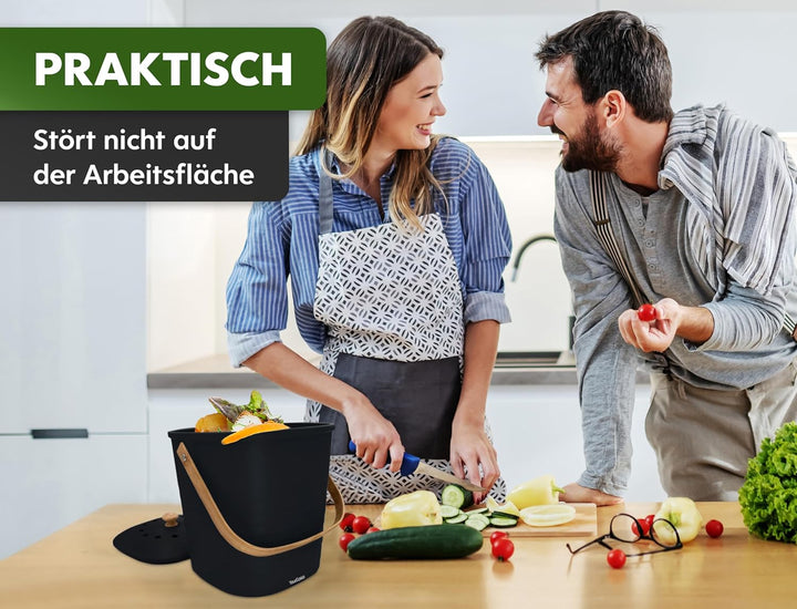 YourCasa Biomülleimer Küche klein 4L geruchsdicht für Biomüll - Komposteimer mit Aktivkohlefilter -