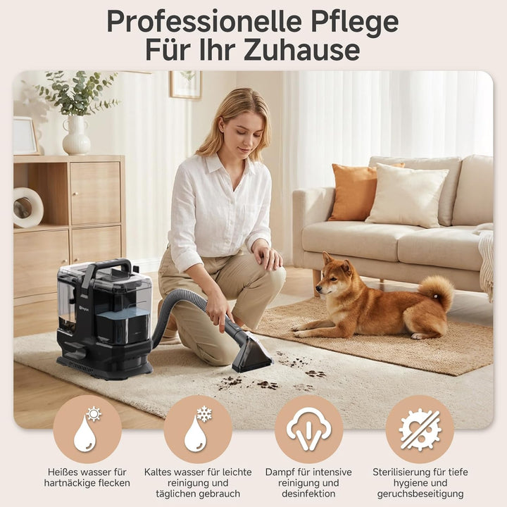 SIMPLUS Polsterreiniger mit Heisswasser-Funktion, 22.000 Pa Waschsauger für Sofa, Teppich, Auto und