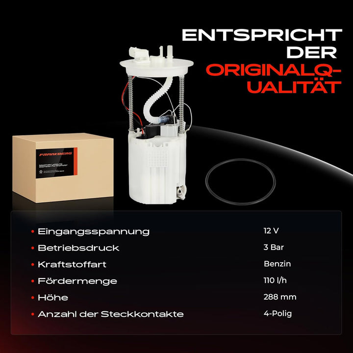 Frankberg Kraftstoffpumpe Benzinpumpe Kraftstoff-Fördereinheit Modul Satz ohne Drucksensor 4-Polig K