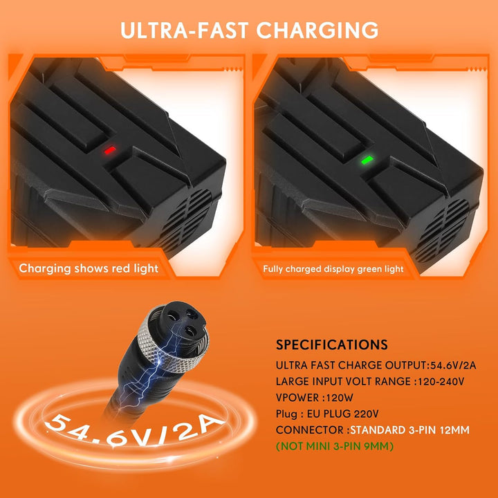 Ladegeräte für Scooter，54.6V 2A Ladegeräte für Smartgyro Speedway，UrbanGlide E-Cross Pro，48V Lithium