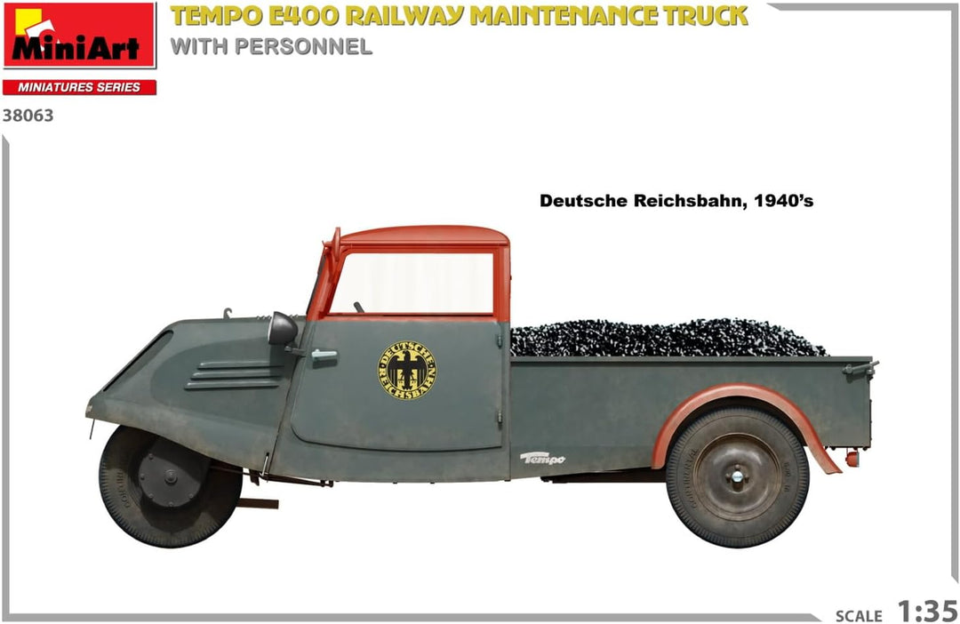 Mini Art 38063 1:35 Tempo E400 Bahndiesnstwagen (4)-originalgetreue Nachbildung, Modellbau, Plastik