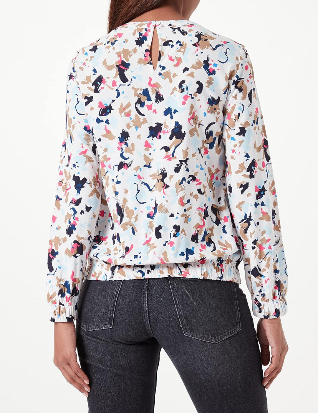s.Oliver Damen Blusen Langarm 36 Creme|mehrfarbig 02a0, 36 Creme|mehrfarbig 02a0