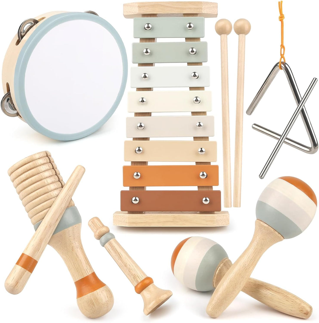 Vanplay Musikinstrumente für Kinder Kinderspielzeug ab 3 Jahre holzspielzeug Trommel Xylophone für K