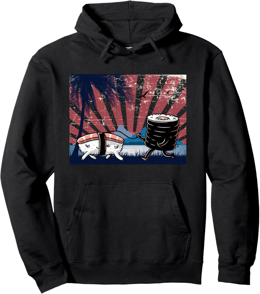 Dog Walk - Lustiges japanisches Sushi Pullover Hoodie