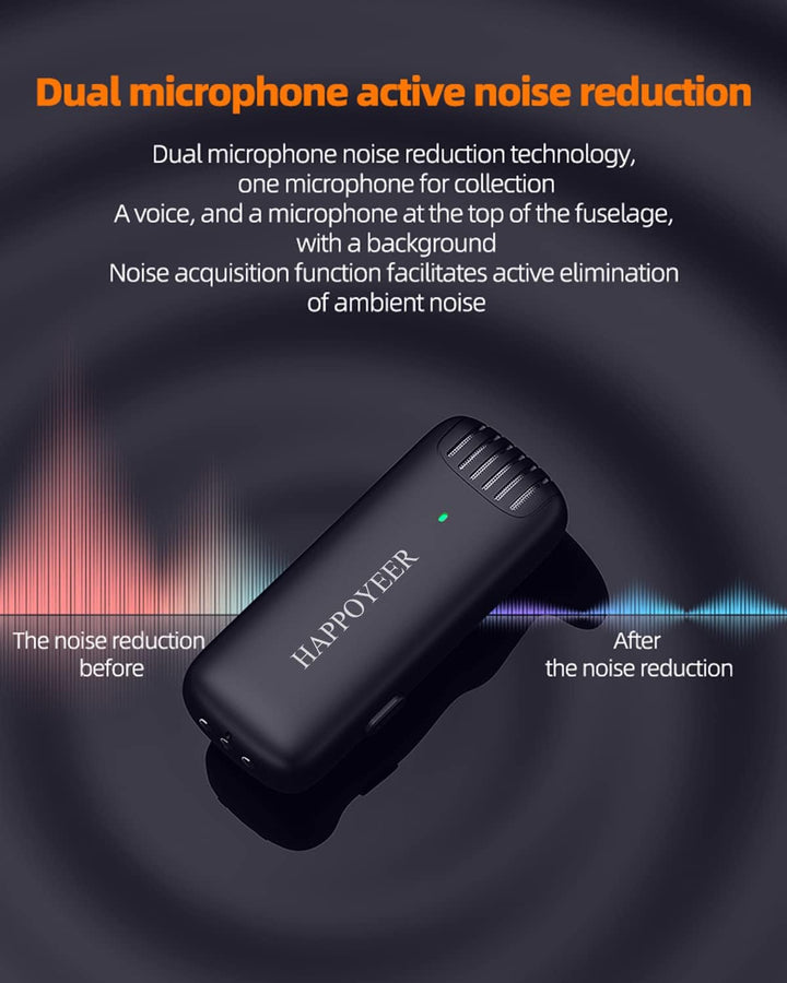 HAPPOYEER Kabellose Lavalier-Mikrofone für iPhone iPad, mit 2 kabellosen Mikrofonen, Plug-Play-Anste