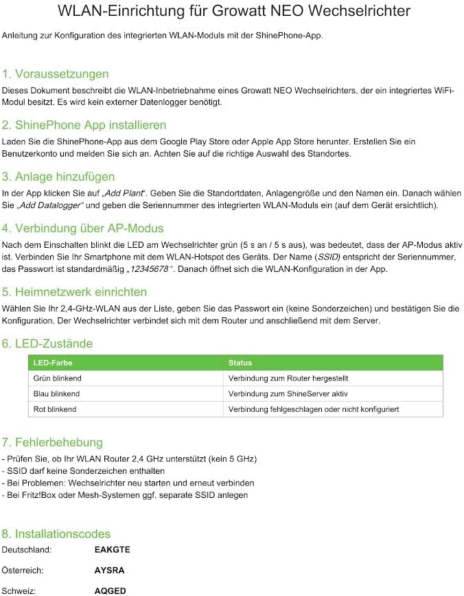 Wechselrichter 800 Watt für Balkonkraftwerk Growatt NEO800M-X (Leistung drosselbar) Wechselrichter N