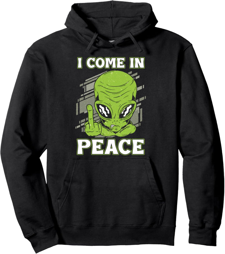Mittelfinger Komme In Frieden Peace Ausserirdischer Geschenk Pullover Hoodie