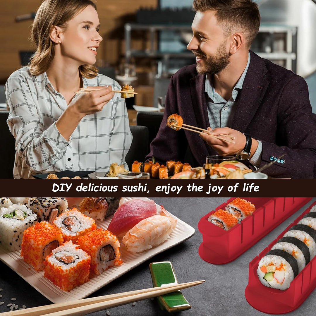 SKYSER Sushi Maker set Teller, 20 Artikel Kit für Anfänger zum selber machen, Kann als Sushiteller v