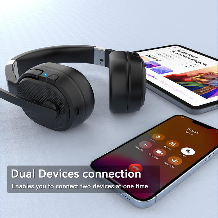 ANSTEN Headset mit mikrofon Bluetooth mit ANC & 40h Akkulaufzeit – Ultra-Komfortables Bluetooth Head