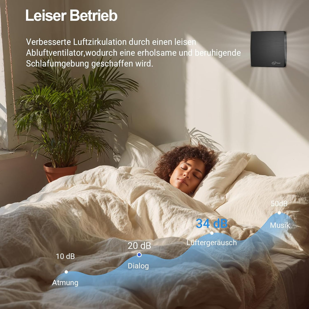 Badlüfter Fan 100mm Durchmesser,Wandmontage Lüftung Badezimmer Ventilator,IPX4 Wasserdicht,Leise 34d