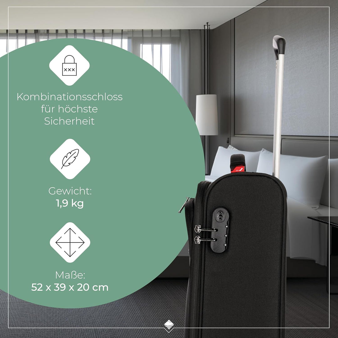 travelite 2 Rad Handgepäck Koffer mit Schloss erfüllt IATA Bordgepäck Mass, Gepäck Serie CABIN: Komp