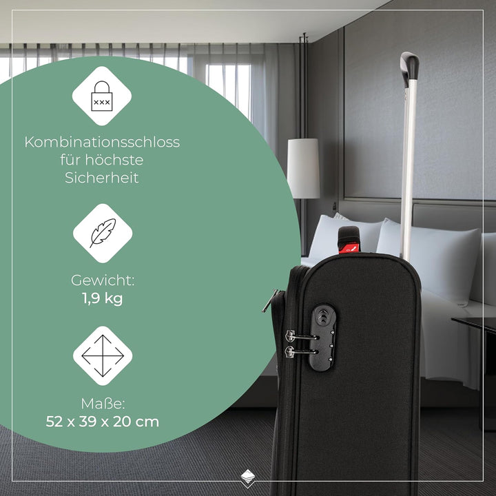 travelite 2 Rad Handgepäck Koffer mit Schloss erfüllt IATA Bordgepäck Mass, Gepäck Serie CABIN: Komp