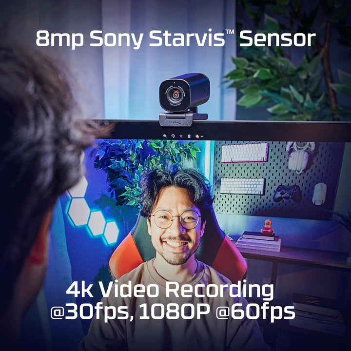 HyperX Vision S – Webcam, 4K-Videoaufzeichnung @ 30 fps, 90° Sichtfeld, reaktionsschneller Autofokus