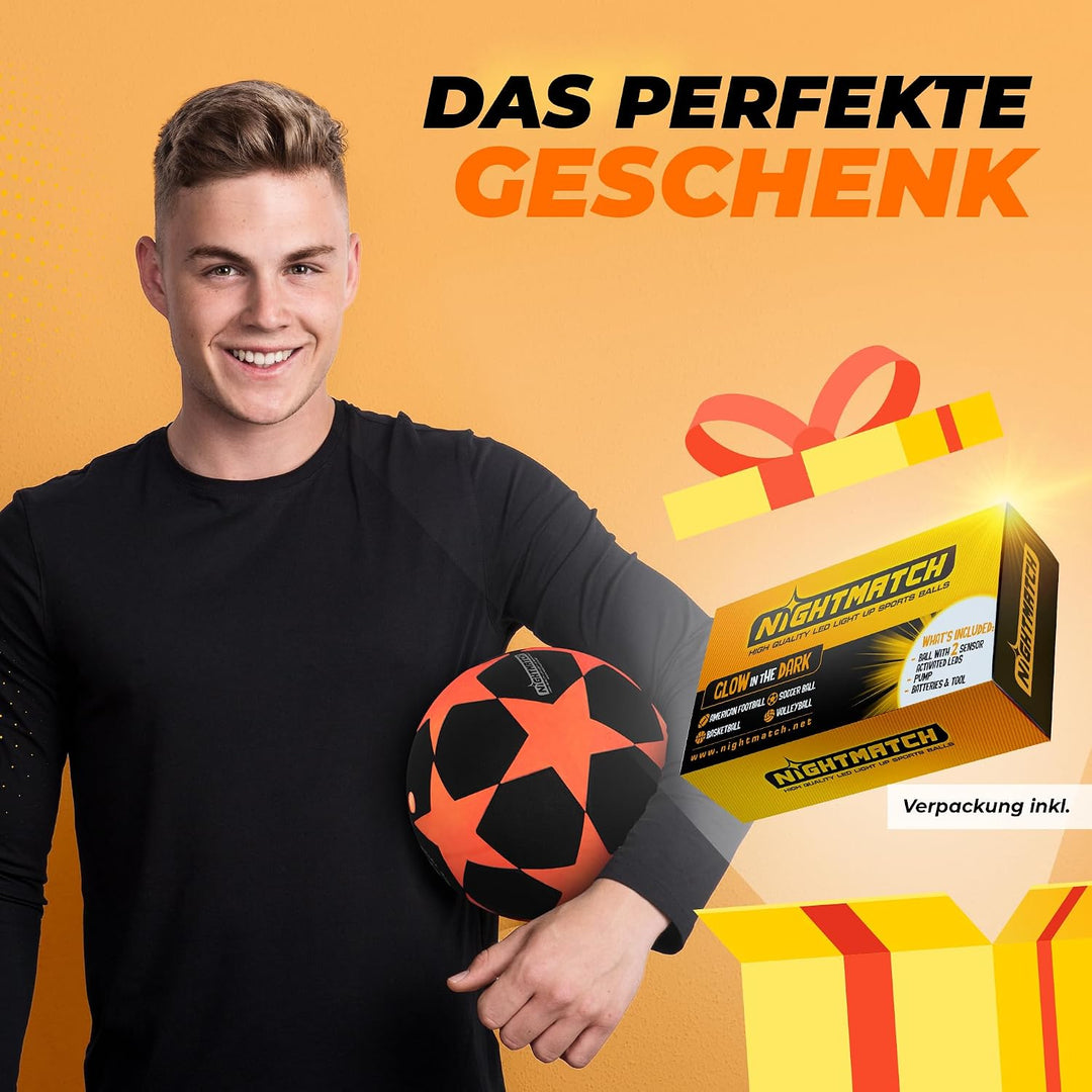NIGHTMATCH Offizielle Grösse 5 Wasserbeständig LED Leuchtfussball - Leuchtender Fussball für Nachtsp