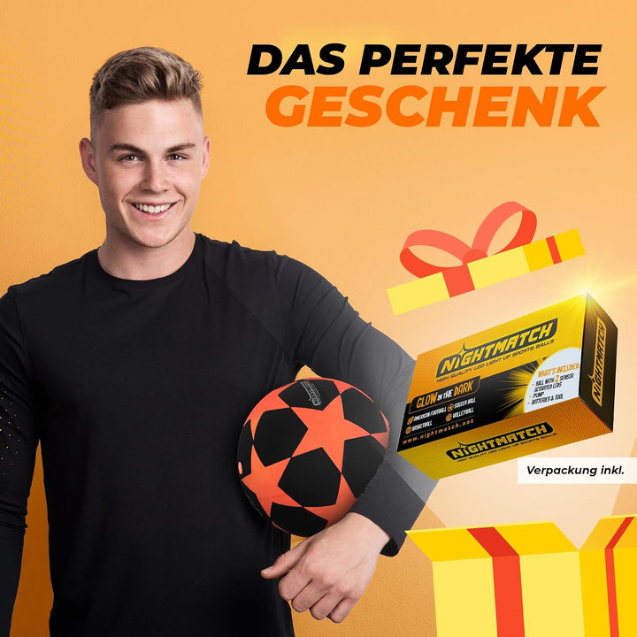NIGHTMATCH Offizielle Grösse 5 Wasserbeständig LED Leuchtfussball - Leuchtender Fussball für Nachtsp