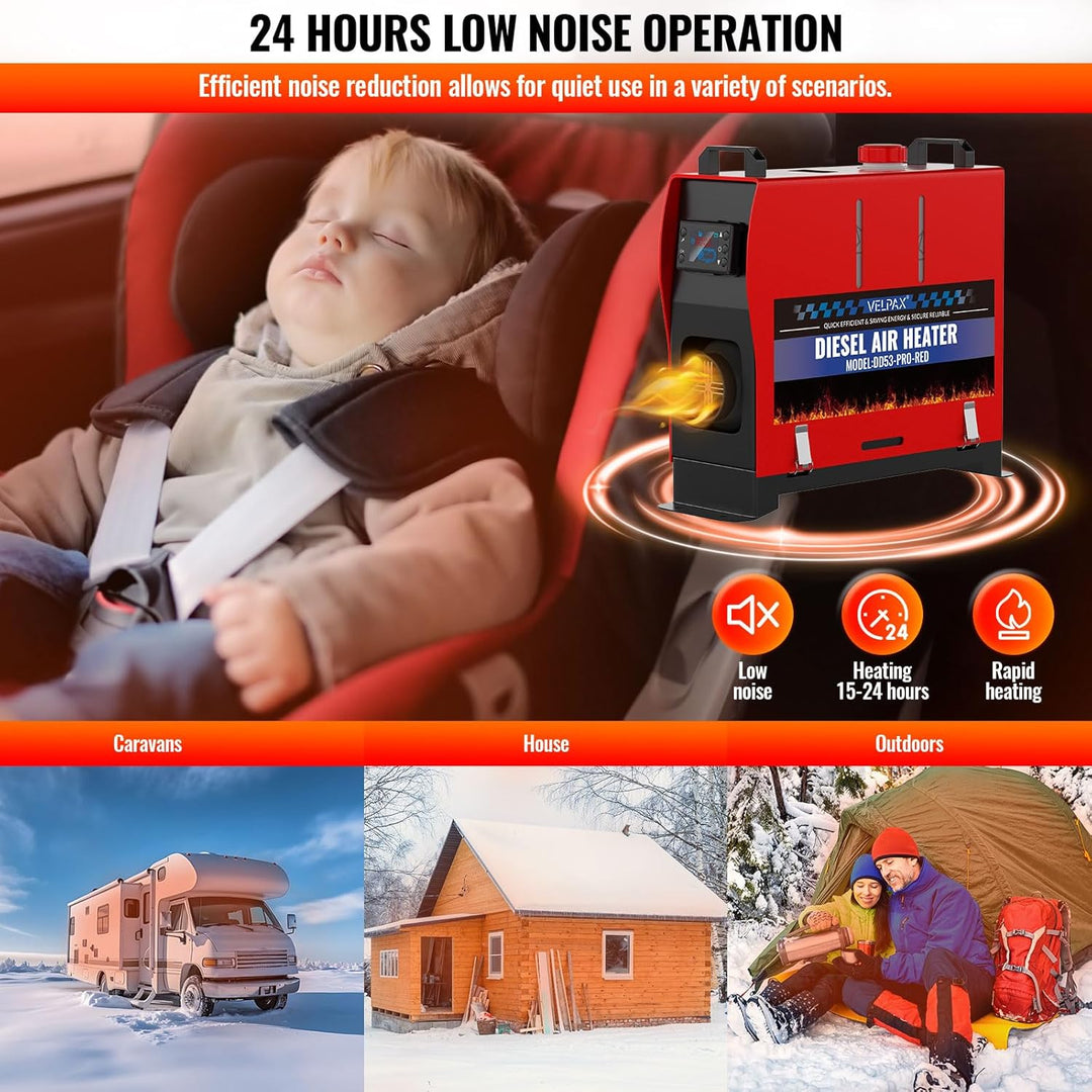 VELPAX Air Diesel Heater Auxiliary Heater, 8 kW 12 V Diesel Air Heater, All in One, LCD Switch Displ