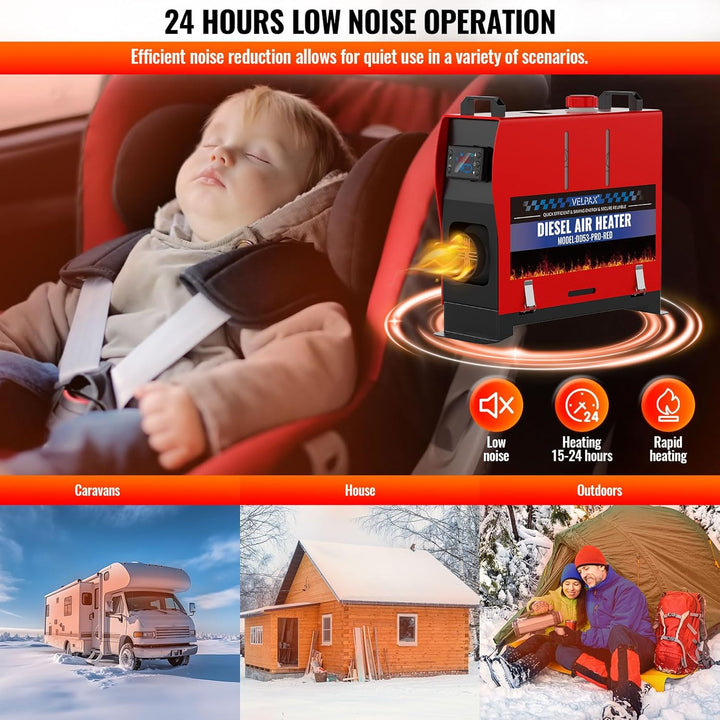 VELPAX Air Diesel Heater Auxiliary Heater, 8 kW 12 V Diesel Air Heater, All in One, LCD Switch Displ