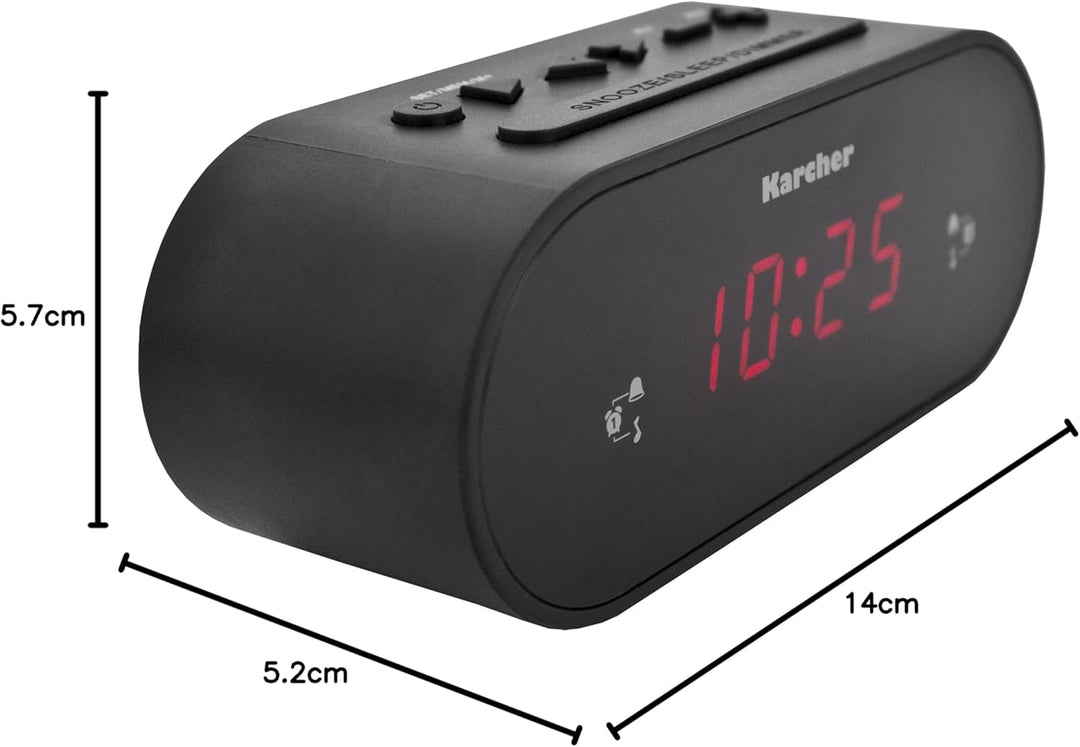 Karcher UR 1030 Uhrenradio (PLL-Radio, dimmbares Display, Dual-Alarm) schwarz, Standard Single, Sing