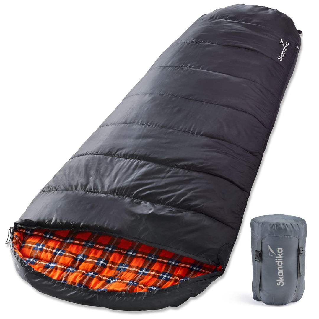 Skandika Schlafsack Vegas Flanell | XXL Mumienschlafsack mit Flanell Baumwoll oder Polycotton Innenf