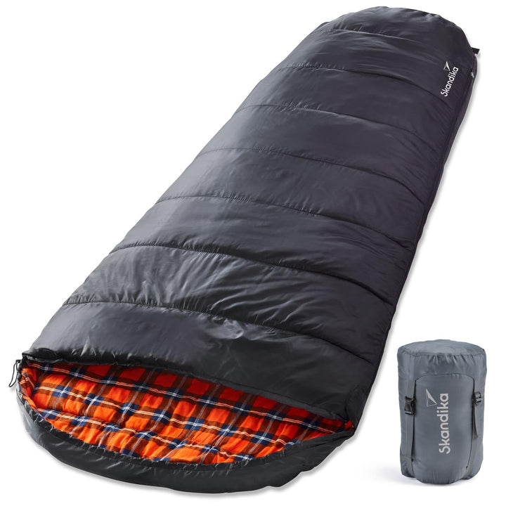 Skandika Schlafsack Vegas Flanell | XXL Mumienschlafsack mit Flanell Baumwoll oder Polycotton Innenf