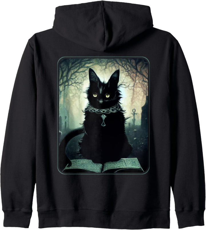 Dunkle Kunst: Schöne schwarze Gothic-Katze Kapuzenjacke