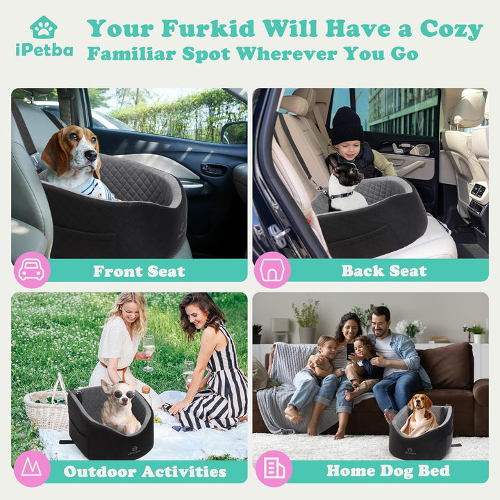 Hunde Autositz für Kleine Hunde – Crash-Schutz, Anti-Rutsch, Schützt Autoinnenraum, Abnehmbar & Wasc