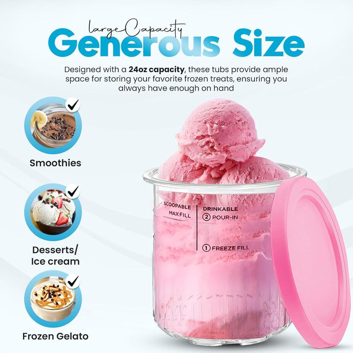 4 Stück Creami Behälte für Ninja Ice Creami Deluxe Pints und Deckel, 24 oz Ninja Ice Cream Maker mit