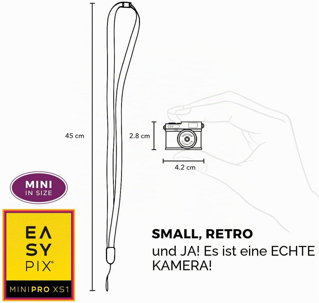 Easypix MiniPro XS1 • Echte Digitalkamera im Miniaturformat • Stylische Retro-Mini-Kamera für Fotos