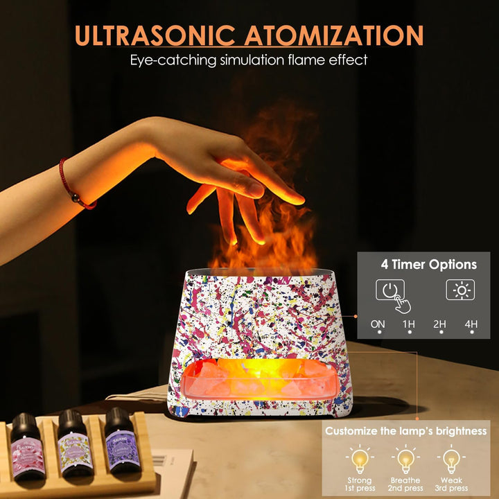SALKING 2-in-1 Aroma Diffuser & Salt Range Pakistan Leuchte, Diffusor für ätherische Öle mit Flammen