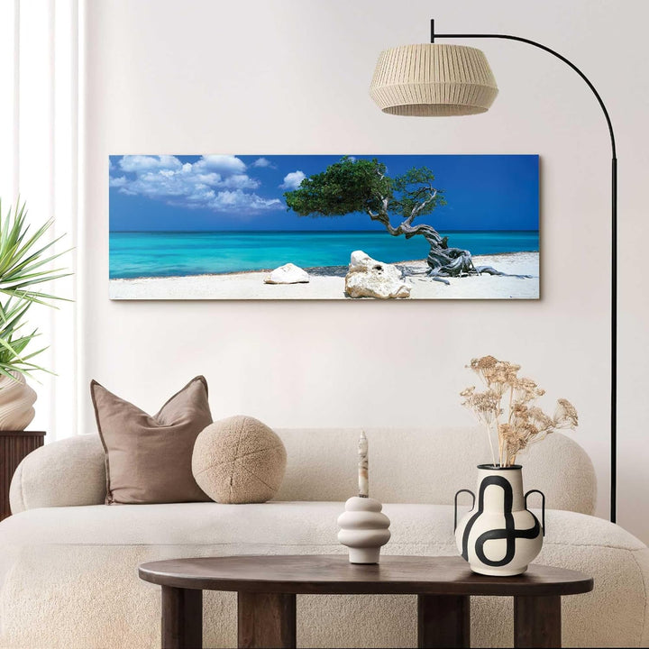 REINDERS Wandbild, Divi Divi Baum, Schlafzimmer, Bilder, Wanddeko, Room Decor, Holz, Blau, 52x156cm,