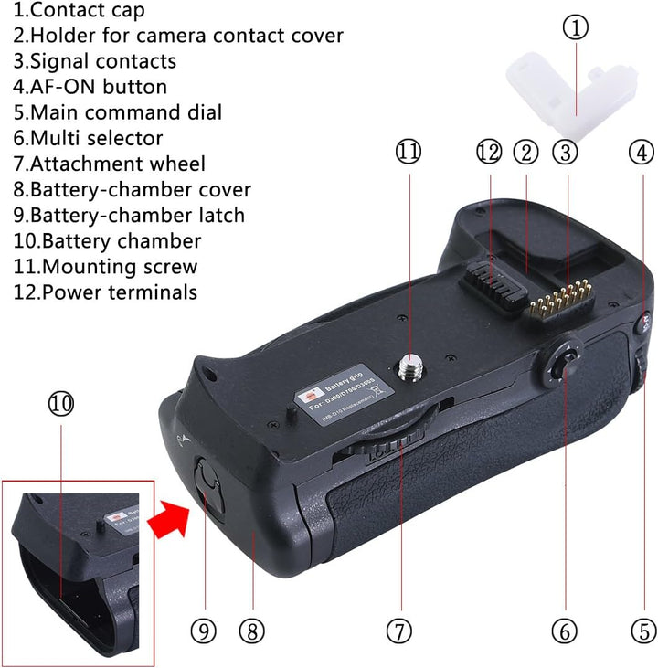 DSTE® Batterie Griff Kompatibel für Nikon D700 D300 D300S D900 DSLR Digital Kamera als MB-D10 mit (2