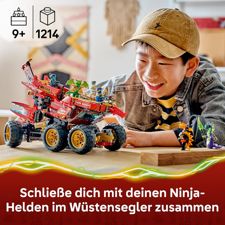 LEGO NINJAGO Wüstensegler - 3-in-1 Ninja-Spielset, umwandelbar in fliegendes Boot, Auto & Motorrad -