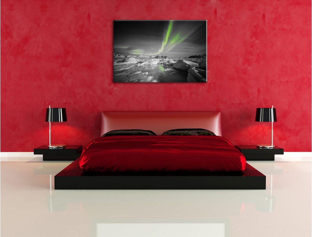 Pixxprint gewaltiges Polarlicht B&W Detail, Format: 100x70 auf Leinwand, 100x70