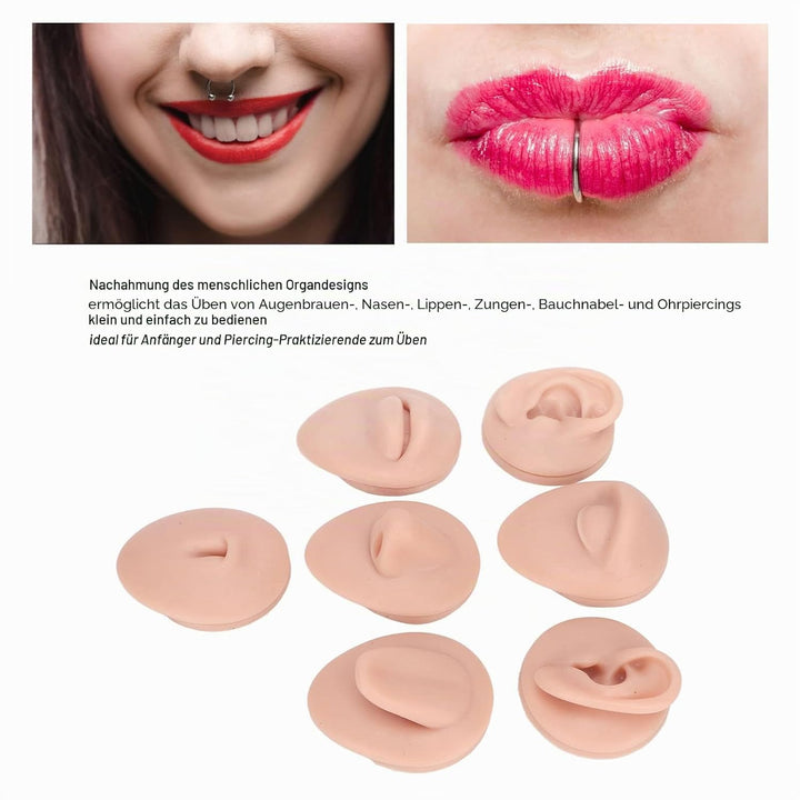 Weiches Silikon, Flexibles Modell, Körperteil-Display-Set, Body-Piercing-Übungsmodell, Simulation, O