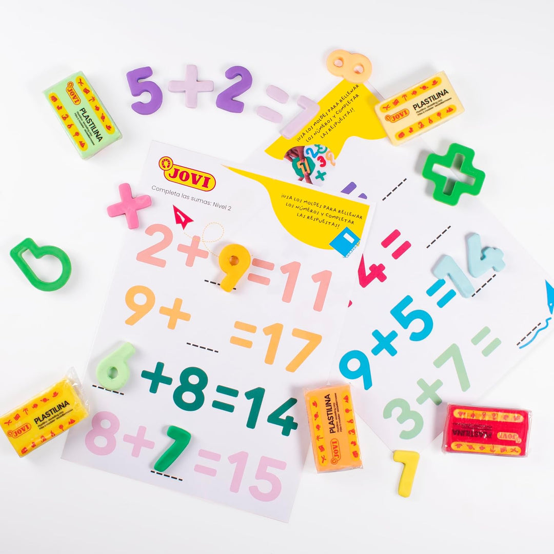 Jovi Truhe mit Buchstaben, Zahlen und geometrischen Formen, mehrfarbig, 96 Stück