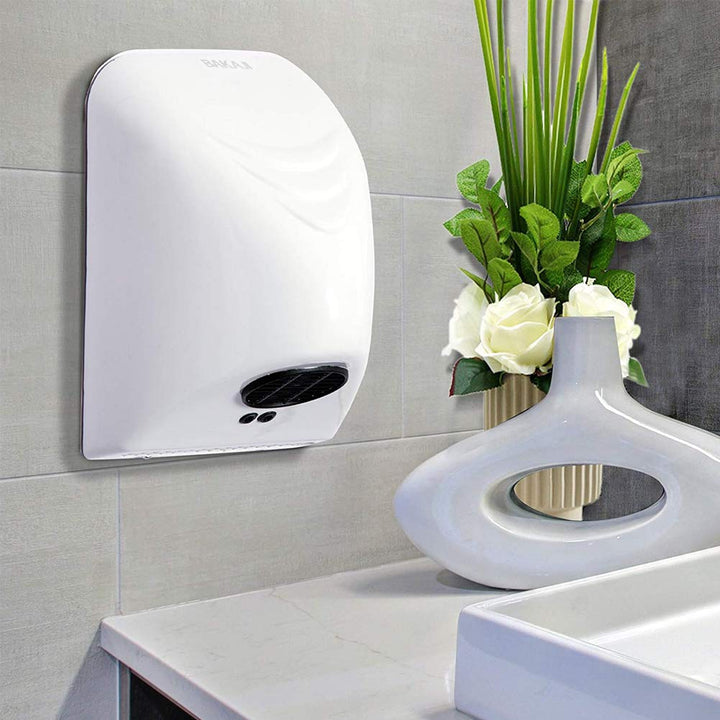 Bakaji Secador de Manos Eléctrico Automático secador de Aire Caliente de Pared - Baño Rápido con Sen