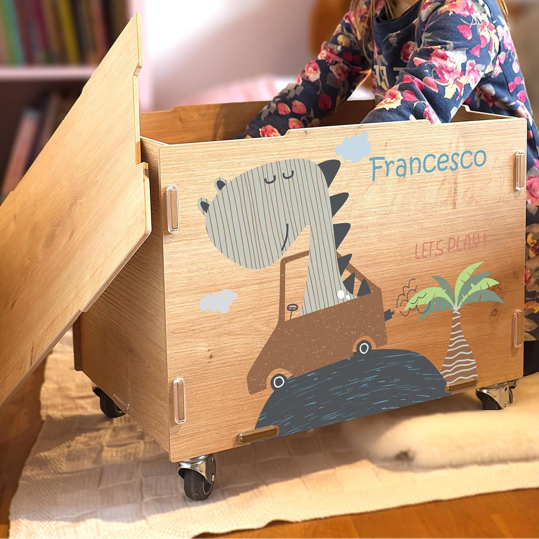 Peronalisierbare Rollbox mit Dino Kinder-Motiv (33x45,5x34,5cm + 6cm Räder-Höhe) Kisten/Boxen person