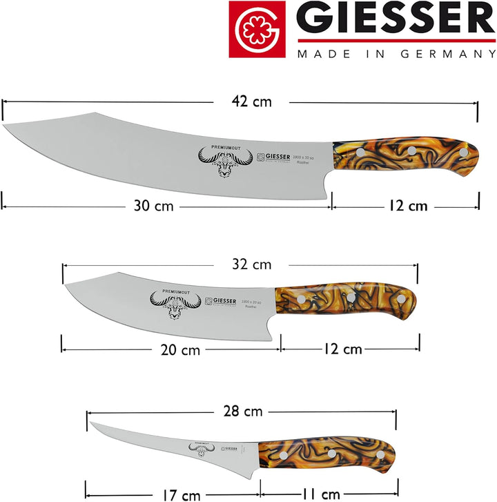 Giesser seit 1776 - Made in Germany - PremiumCut Spicy Orange Messerset 3 teilig Kochmesser 20 cm Ba