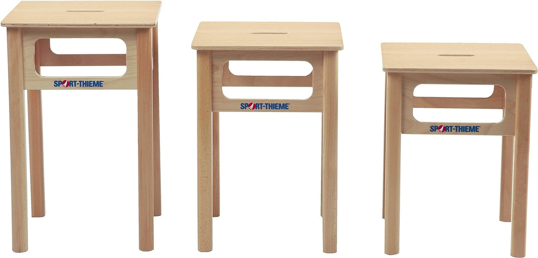 Sport-Thieme Gymnastikhocker aus Holz | Therapiehocker in DREI Höhen: 45, 50, 55 cm | Lackiertes Buc