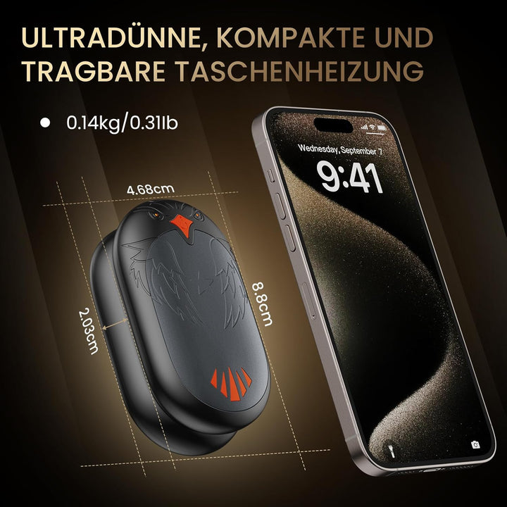 Handwärmer Wiederaufladbar 2 Pack, Elektrische Tragbare Taschenwärmer 2 in 1 Handwärmer mit 3 Heizmo