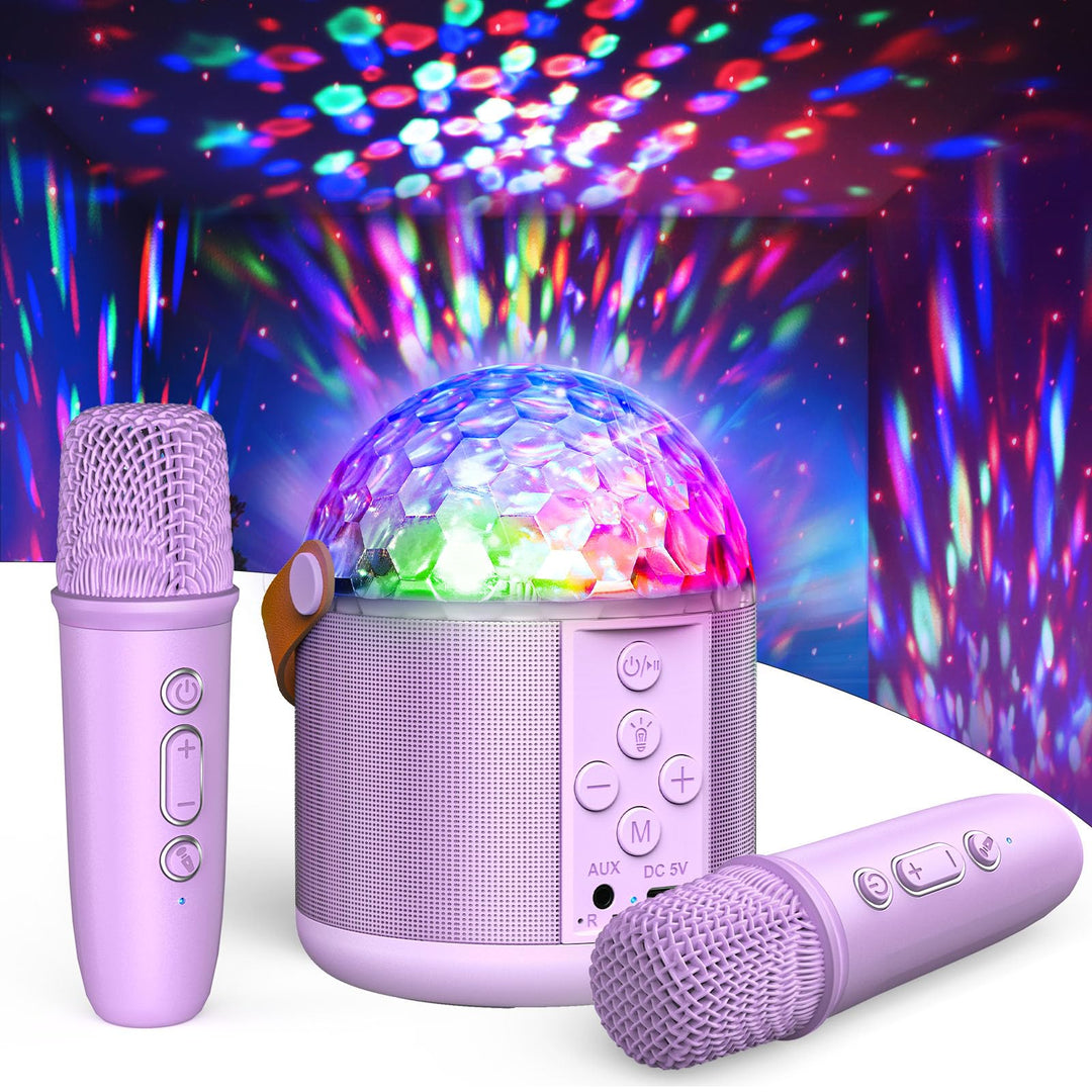 Karaoke Anlage mit 2 Bluetooth Mikrofonen, Musik Weihnachts Geschenke Spielzeug Mädchen 3-15 Jahre,