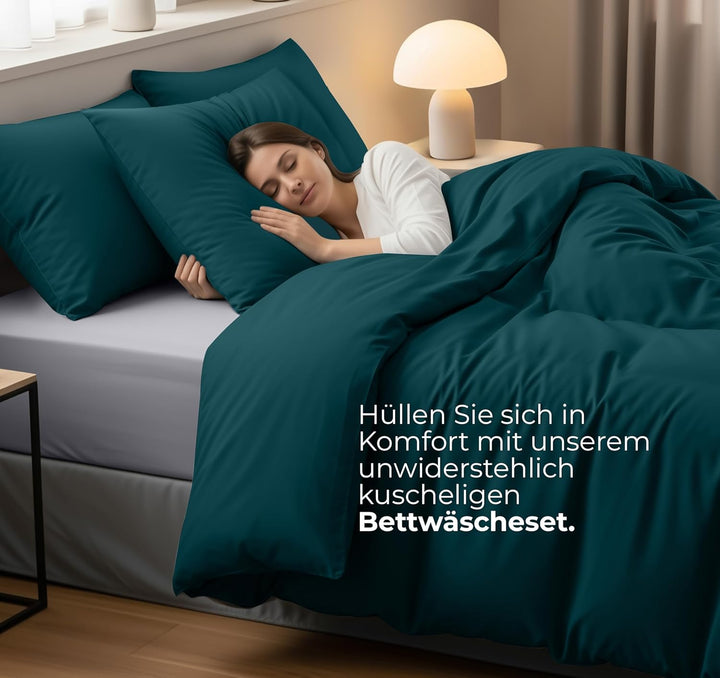 Utopia Bedding Bettwäsche Set - Mikrofaser Bettbezug 260x240 cm + 2 Kissenbezüge 65x65 cm - Blaugrün