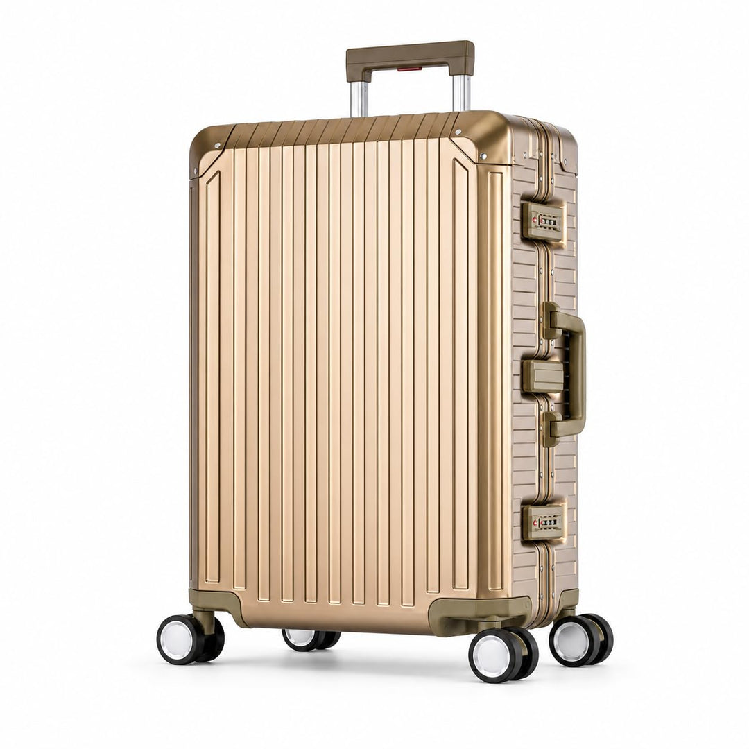 Travelhouse 100% Aluminium Reisekoffer Tokyo Champagner L-72cm Hartschalenkoffer 2X TSA Zahlenschlos