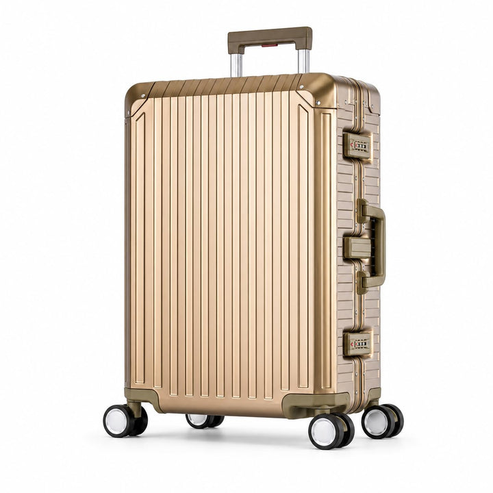 Travelhouse 100% Aluminium Reisekoffer Tokyo Champagner L-72cm Hartschalenkoffer 2X TSA Zahlenschlos