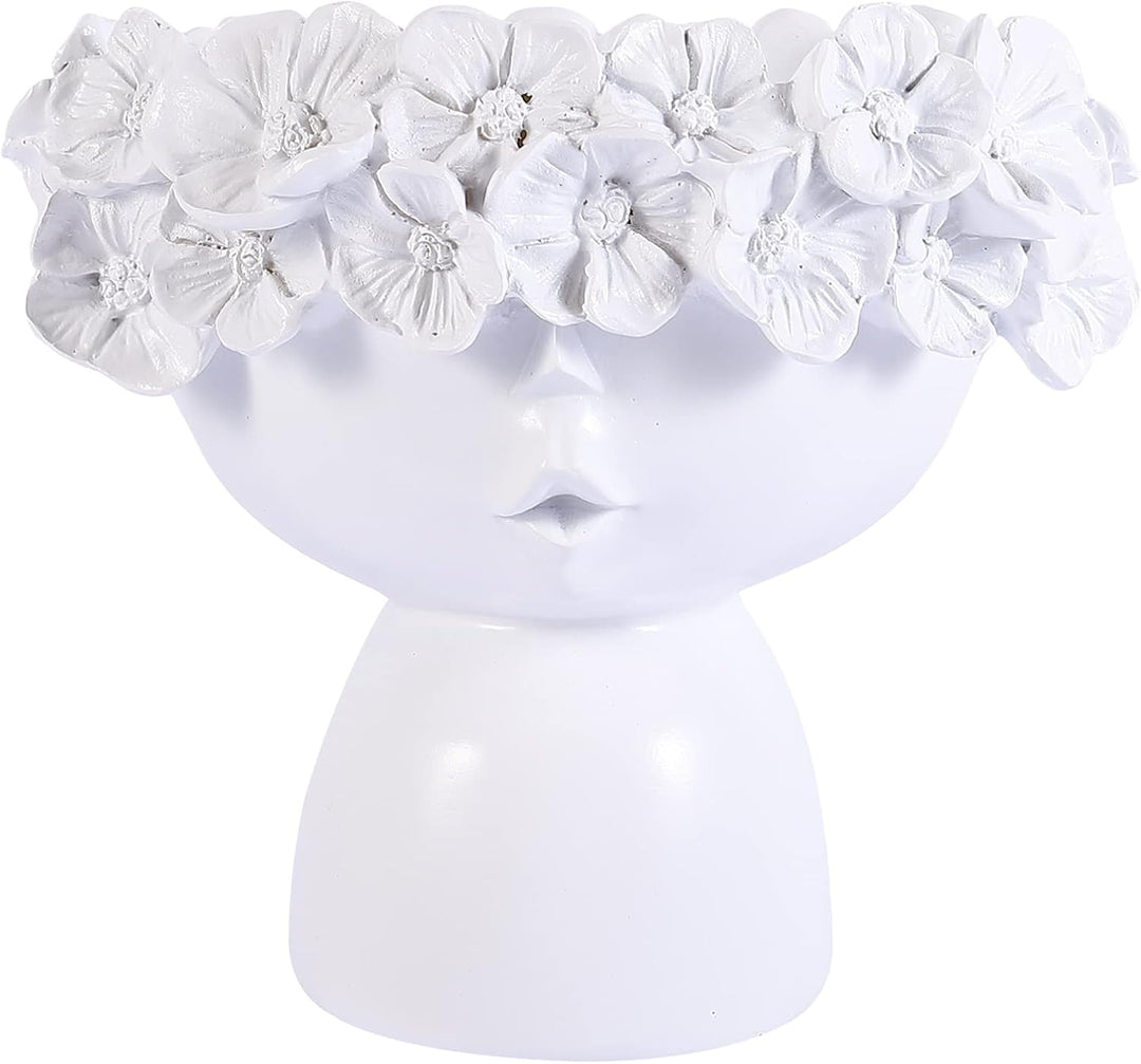 Cabilock Frau Gesicht Blumentopf Harz Blumenvase Kaktus Sukkulenten Topf Statue Skulptur Vase Kopf P