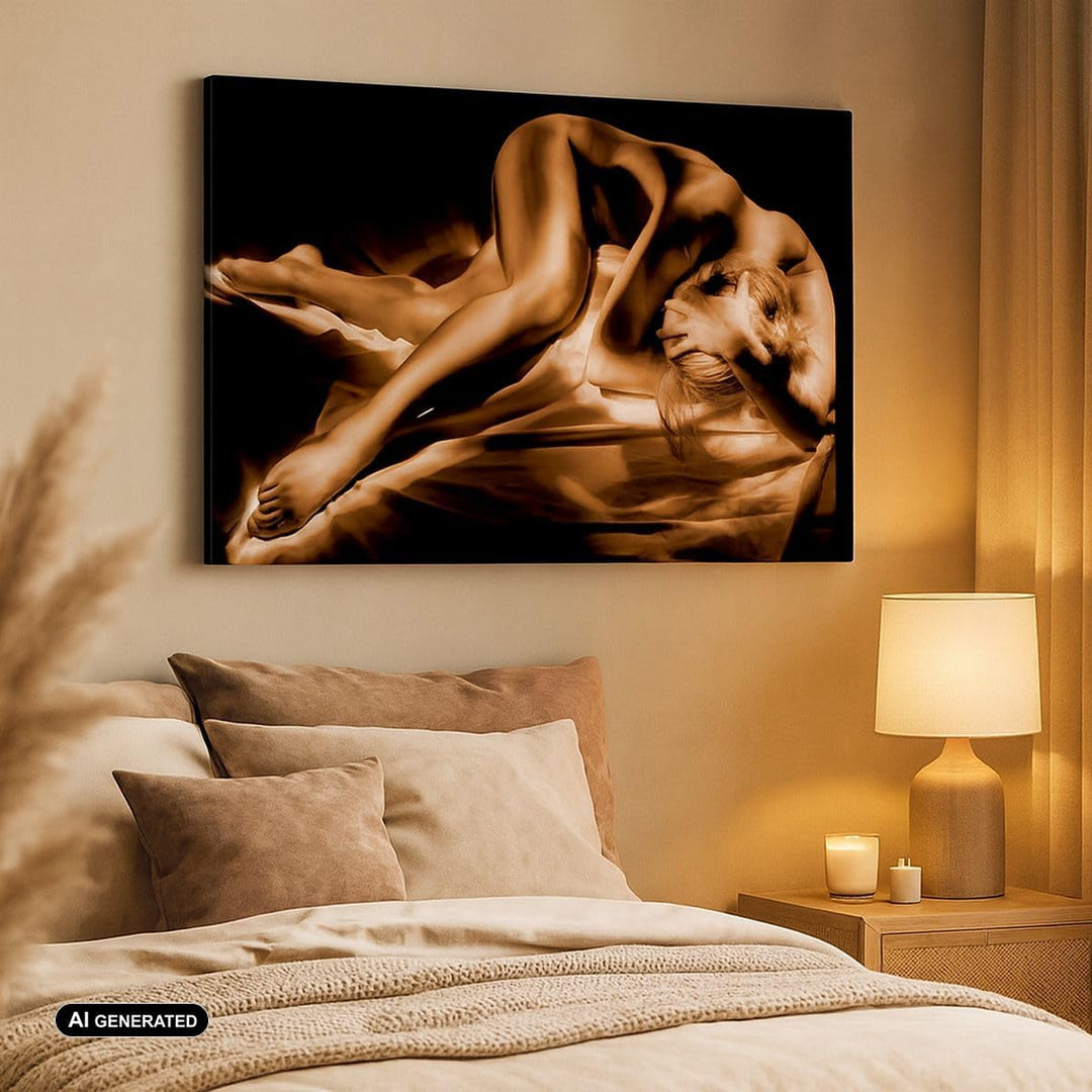 Bilder auf Leinwand 100x70cm Leinwandbild Nackte Frau Akt Modell Photofitness Gross Wanddeko Bild Sc