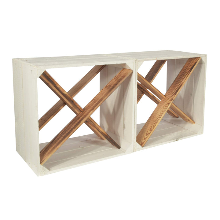 2 Set Weinregal Wino aus Holz - Weiss Geflammt X Regal Holzkiste 2 X Regal, 2 X Regal