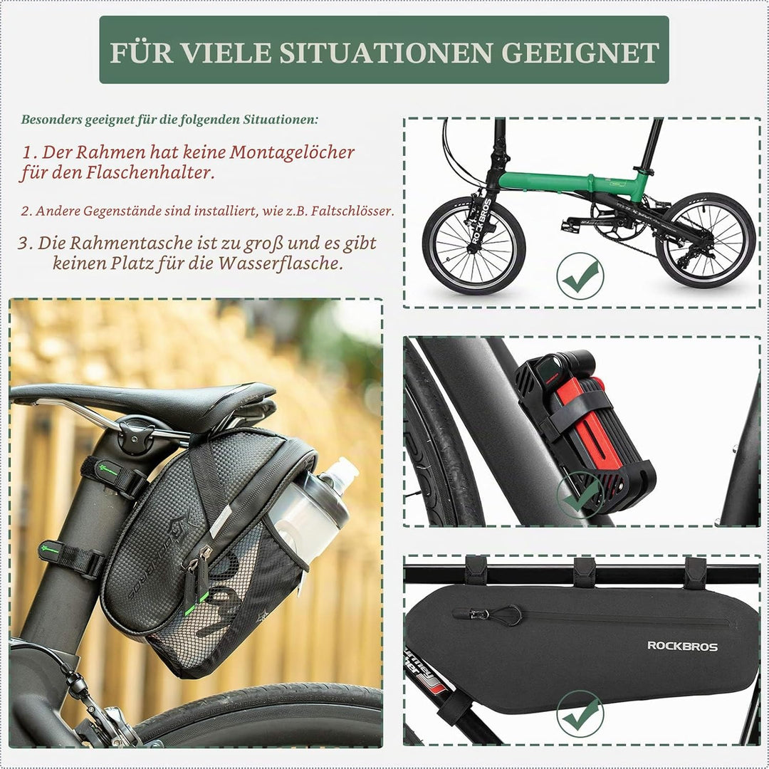 ROCKBROS Satteltasche Fahrrad wasserdichte Fahrradsatteltasche mit Flaschenhalter für MTB Rennrad Kr