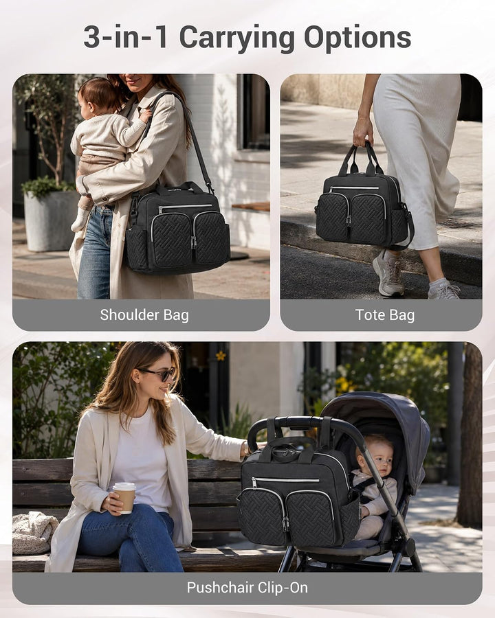 KONO Baby-Wickeltasche, stilvoll, für Mama und Papa, wandelbare Reisetasche mit isolierten Taschen
